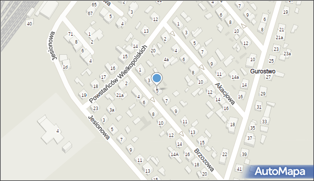 Kościan, Brzozowa, 5, mapa Kościan