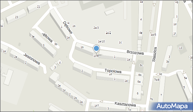 Kościerzyna, Brzozowa, 1e, mapa Kościerzyna