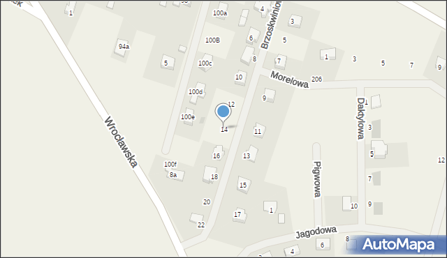 Koskowice, Brzoskwiniowa, 14, mapa Koskowice