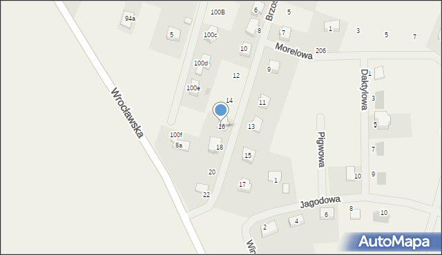 Koskowice, Brzoskwiniowa, 16, mapa Koskowice