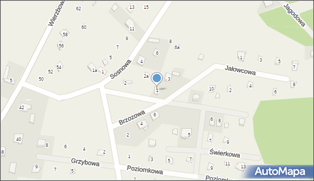 Kostkowice, Brzozowa, 1, mapa Kostkowice