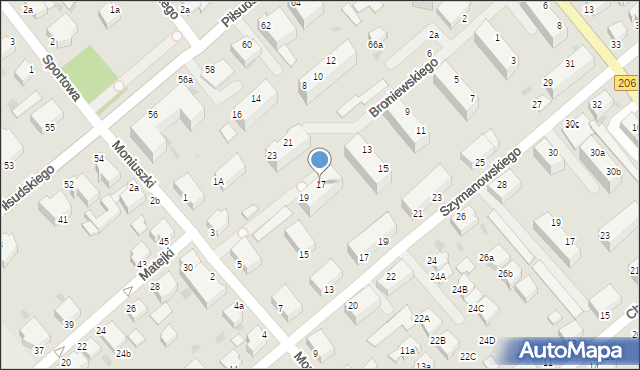 Koszalin, Broniewskiego Władysława, 17, mapa Koszalina