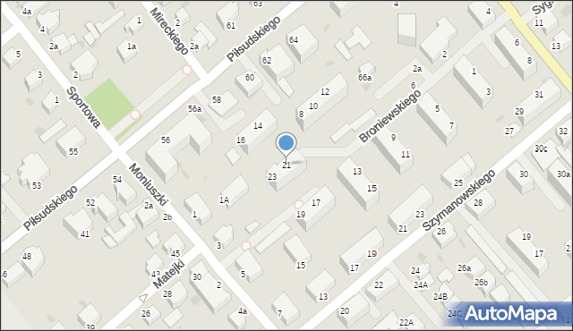 Koszalin, Broniewskiego Władysława, 21, mapa Koszalina