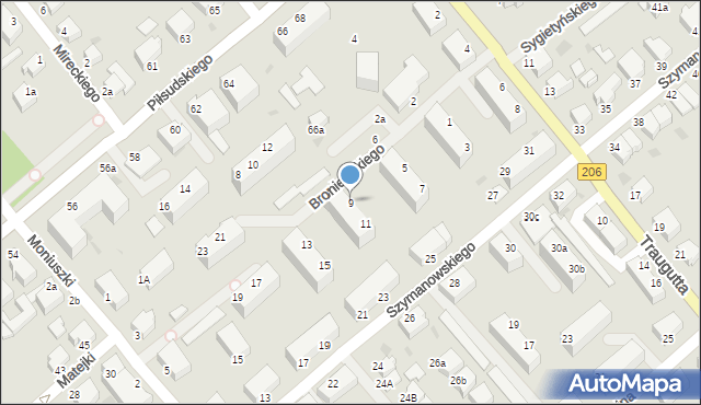 Koszalin, Broniewskiego Władysława, 9, mapa Koszalina