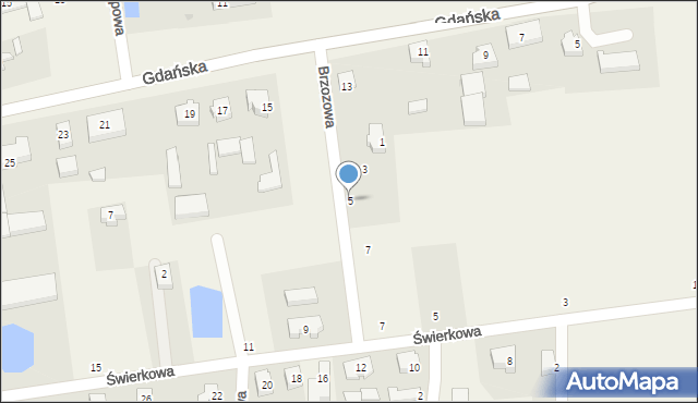 Koszwały, Brzozowa, 5, mapa Koszwały