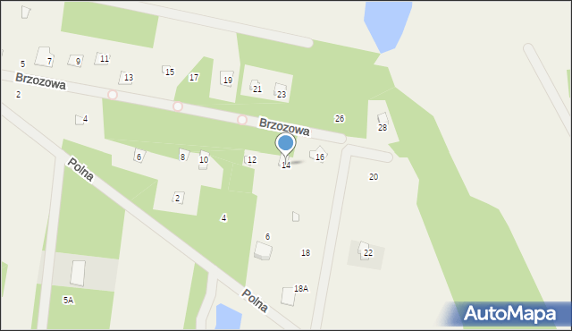 Kowalicha, Brzozowa, 14, mapa Kowalicha