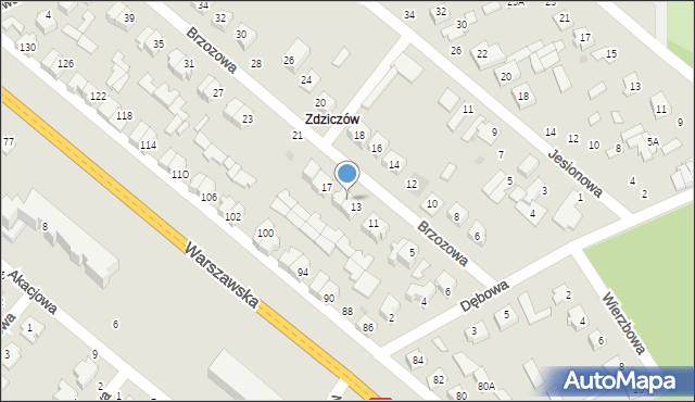 Kozienice, Brzozowa, 15, mapa Kozienice