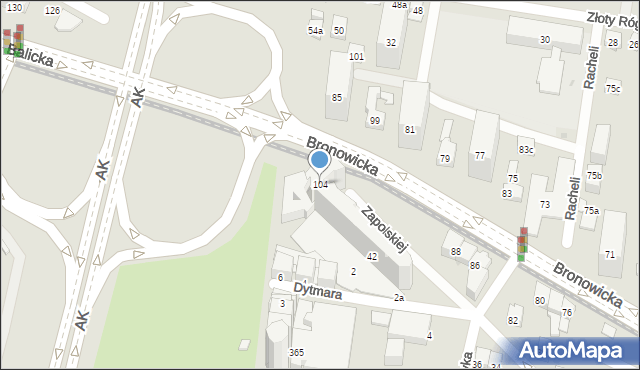 Kraków, Bronowicka, 104, mapa Krakowa