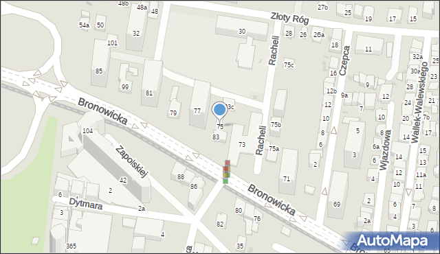 Kraków, Bronowicka, 75, mapa Krakowa