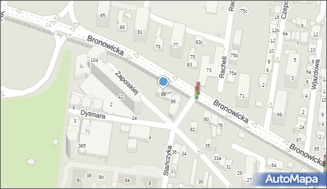 Kraków, Bronowicka, 88, mapa Krakowa