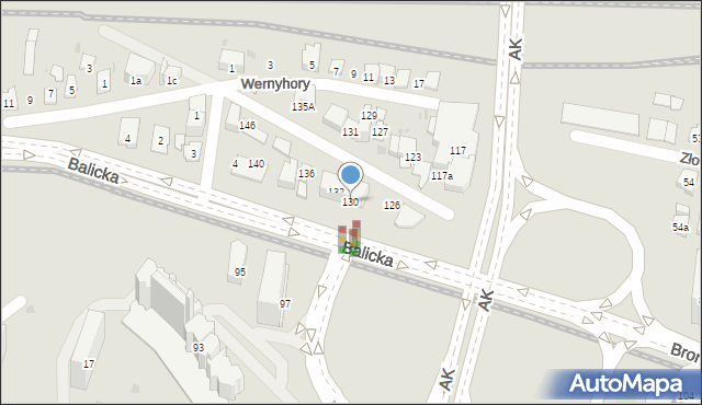 Kraków, Bronowicka, 130, mapa Krakowa