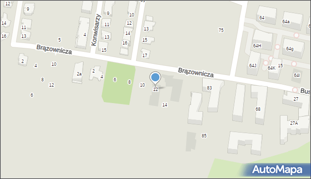 Kraków, Brązownicza, 12, mapa Krakowa