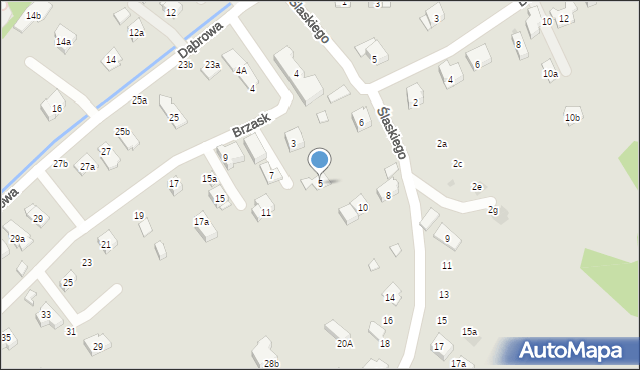 Kraków, Brzask, 5, mapa Krakowa