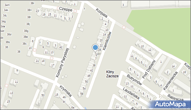 Kraków, Braci Kiemliczów, 32, mapa Krakowa