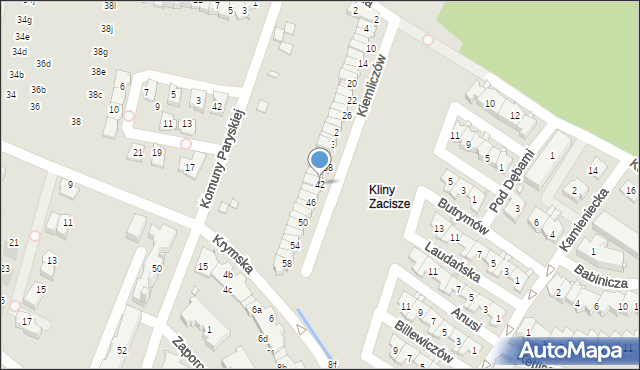 Kraków, Braci Kiemliczów, 42, mapa Krakowa