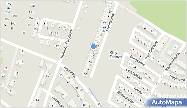 Kraków, Braci Kiemliczów, 44, mapa Krakowa