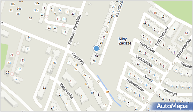 Kraków, Braci Kiemliczów, 54, mapa Krakowa