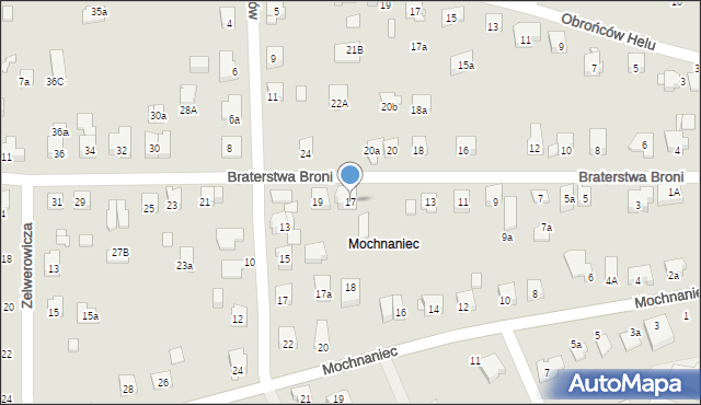 Kraków, Braterstwa Broni, 17, mapa Krakowa