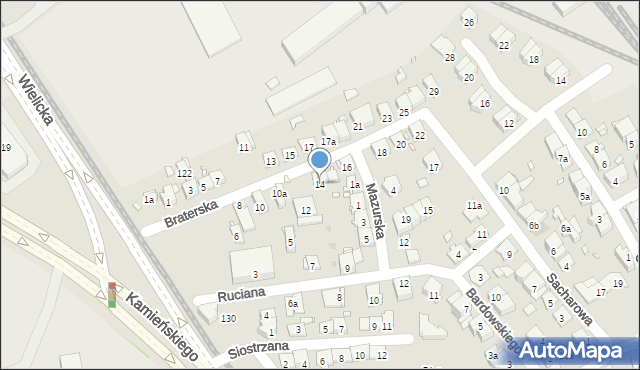 Kraków, Braterska, 14, mapa Krakowa