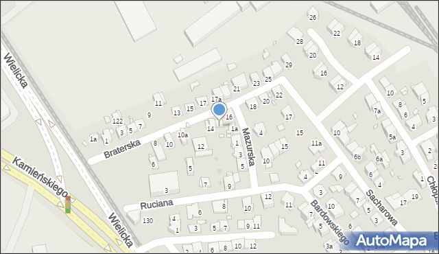 Kraków, Braterska, 14a, mapa Krakowa