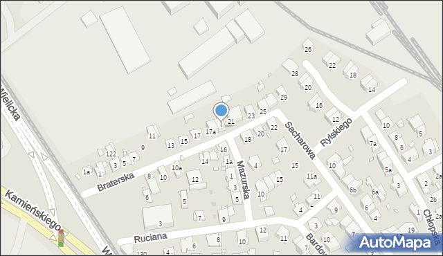 Kraków, Braterska, 19, mapa Krakowa