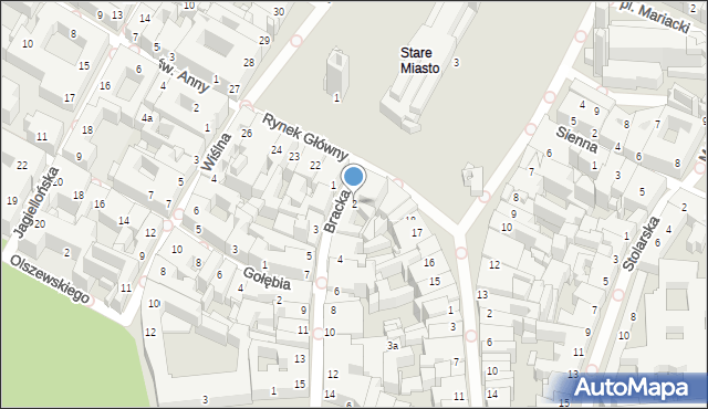 Kraków, Bracka, 2, mapa Krakowa
