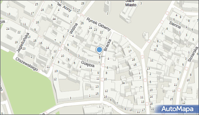 Kraków, Bracka, 5, mapa Krakowa