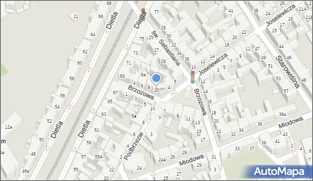 Kraków, Brzozowa, 10, mapa Krakowa