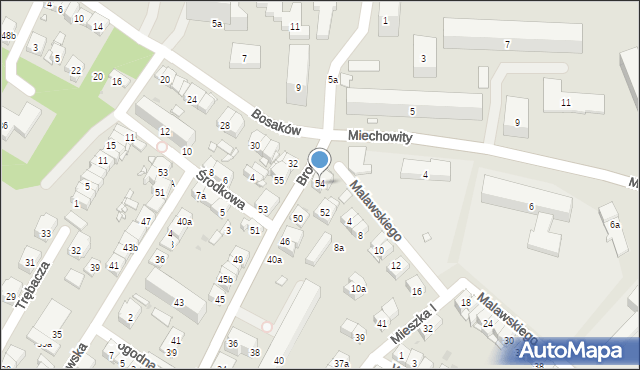 Kraków, Brogi, 54, mapa Krakowa