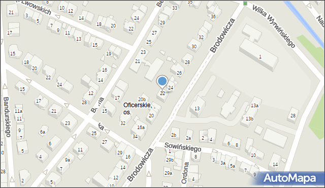 Kraków, Brodowicza Józefa, 22, mapa Krakowa