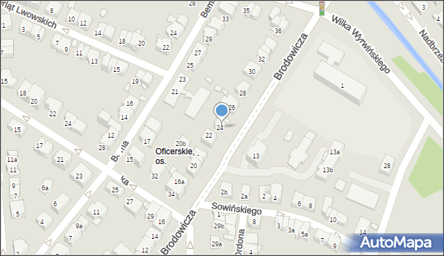 Kraków, Brodowicza Józefa, 24a, mapa Krakowa