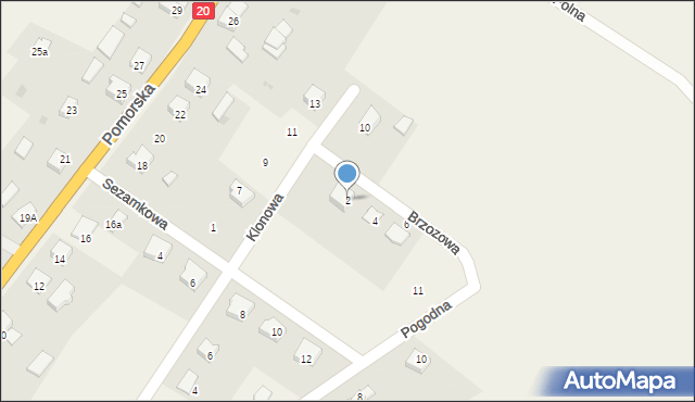 Kramarzyny, Brzozowa, 2, mapa Kramarzyny