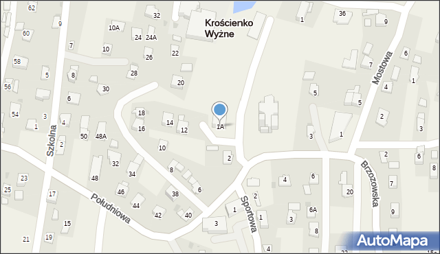 Krościenko Wyżne, Brzozowska, 1A, mapa Krościenko Wyżne