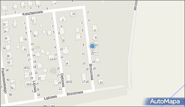 Krośniewice, Brzozowa, 12, mapa Krośniewice