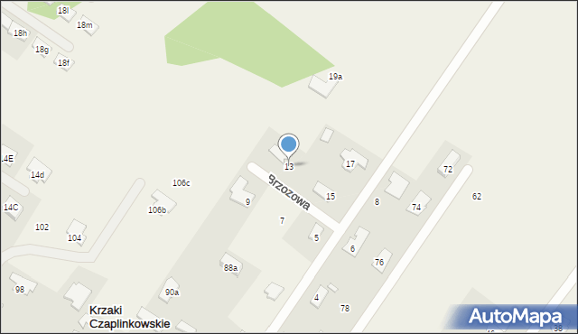 Krzaki Czaplinkowskie, Brzozowa, 13, mapa Krzaki Czaplinkowskie
