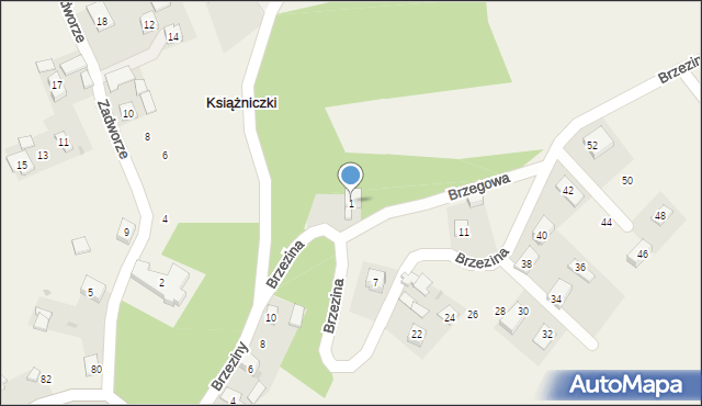 Książniczki, Brzegowa, 1, mapa Książniczki
