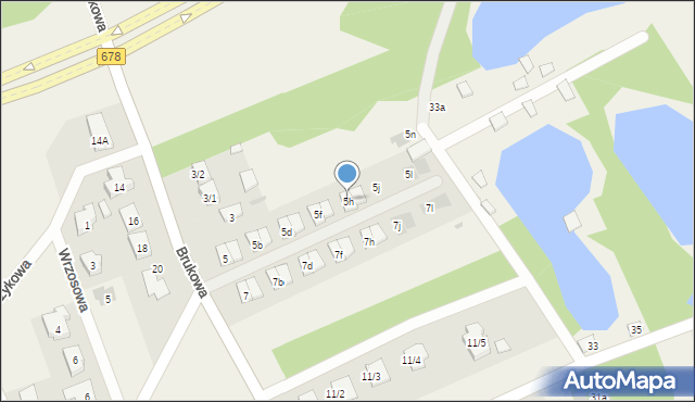 Księżyno, Brukowa, 5h, mapa Księżyno