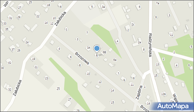 Kuligów, Brzozowa, 5, mapa Kuligów