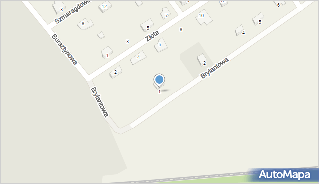 Kunowice, Brylantowa, 1, mapa Kunowice