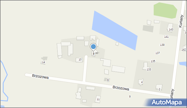 Kuriany, Brzozowa, 8, mapa Kuriany