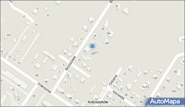Kutno, Brzozowa, 12a, mapa Kutno