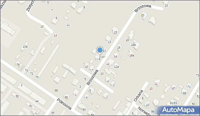 Kutno, Brzozowa, 9a, mapa Kutno