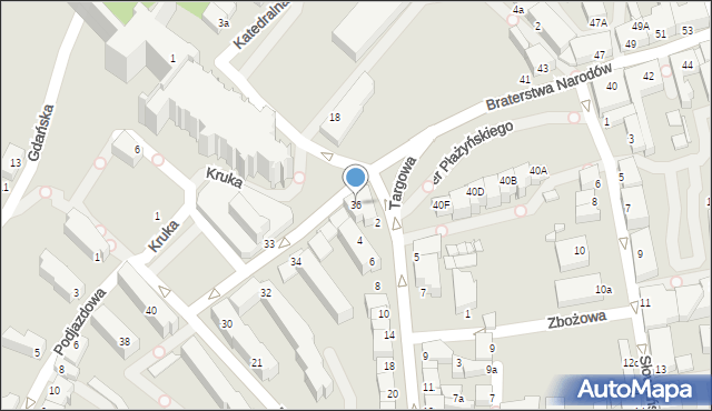 Kwidzyn, Braterstwa Narodów, 36, mapa Kwidzyn