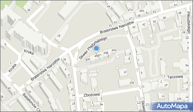 Kwidzyn, Braterstwa Narodów, 40D, mapa Kwidzyn