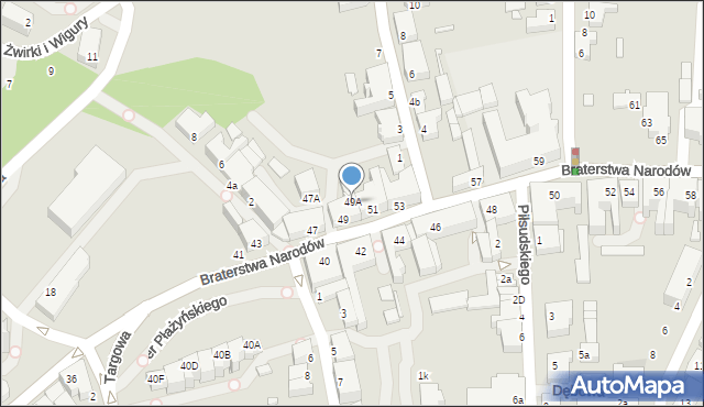 Kwidzyn, Braterstwa Narodów, 49A, mapa Kwidzyn