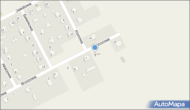 Łabunie, Brzozowa, 8, mapa Łabunie