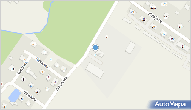 Łąck, Brzozowa, 1, mapa Łąck