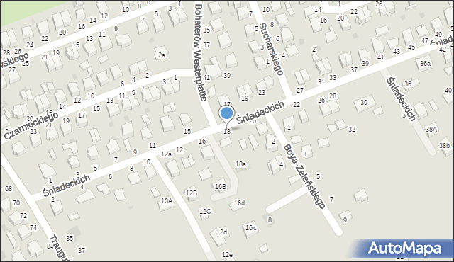 Łańcut, Braci Śniadeckich Jana i Jędrzeja, 18, mapa Łańcut