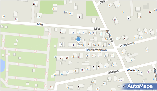 Łask, Brzoskwiniowa, 12, mapa Łask