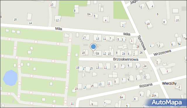 Łask, Brzoskwiniowa, 16, mapa Łask